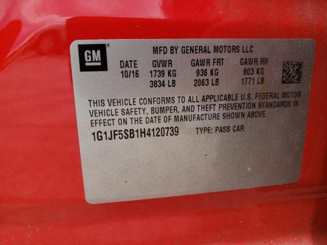 Photo 10 from auction – 2017 CHEVROLET SONIC PREM with VIN 1G1JF5SB1H4120739