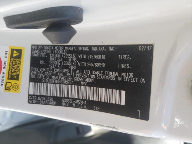 Photo 10 from auction – 2017 TOYOTA HIGHLANDER with VIN 5TDJZRFH0HS389761