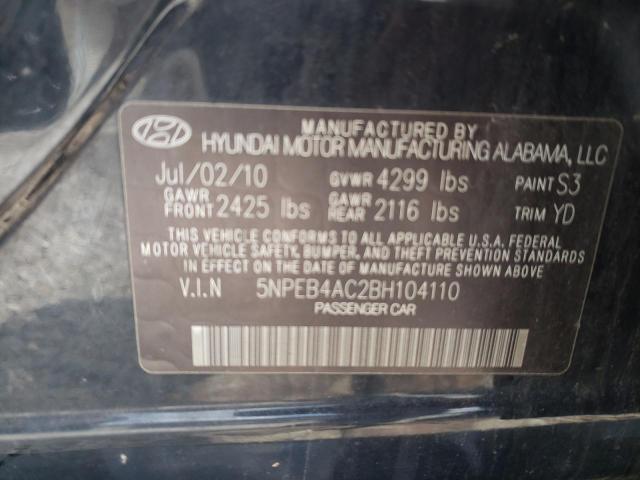 Photo 10 from auction – 2011 HYUNDAI SONATA GLS with VIN 5NPEB4AC2BH104110