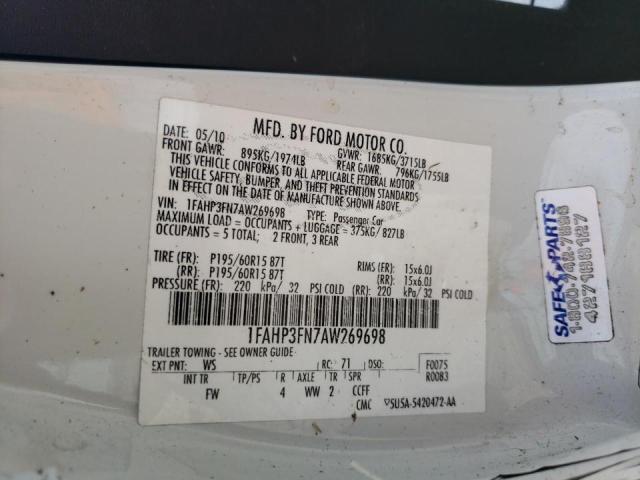 Photo 10 from auction – 2010 FORD FOCUS SE with VIN 1FAHP3FN7AW269698