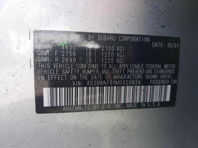 Photo 10 from auction – 2021 SUBARU LEGACY PRE with VIN 4S3BWAF68M3020834