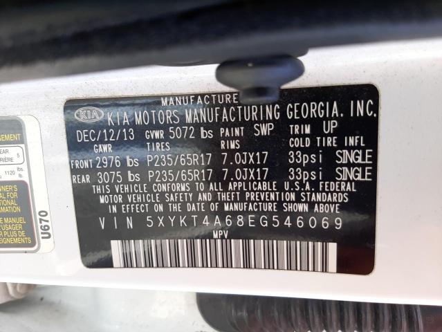 Photo 10 from auction – 2014 KIA SORENTO LX with VIN 5XYKT4A68EG546069