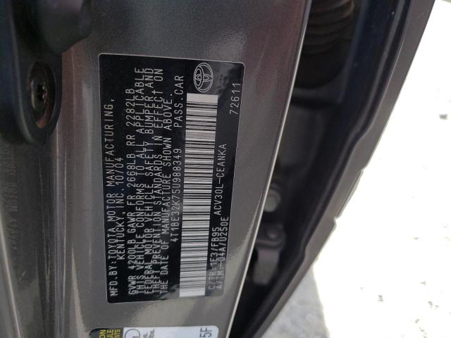 Photo 10 from auction – 2005 TOYOTA CAMRY LE with VIN 4T1BE32K75U988349