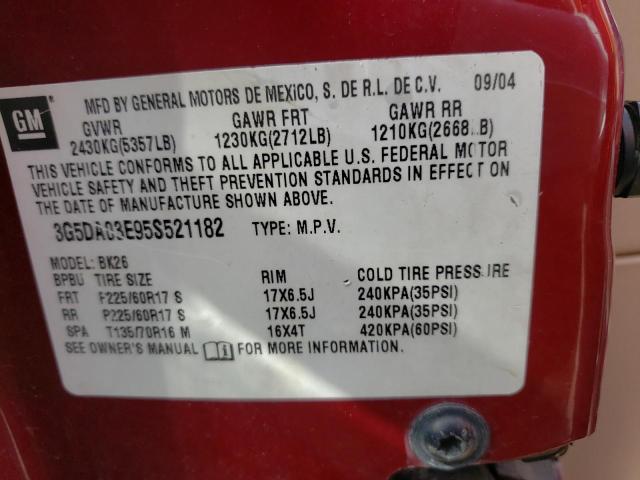Photo 10 from auction – 2005 BUICK RENDEZVOUS with VIN 3G5DA03E95S521182