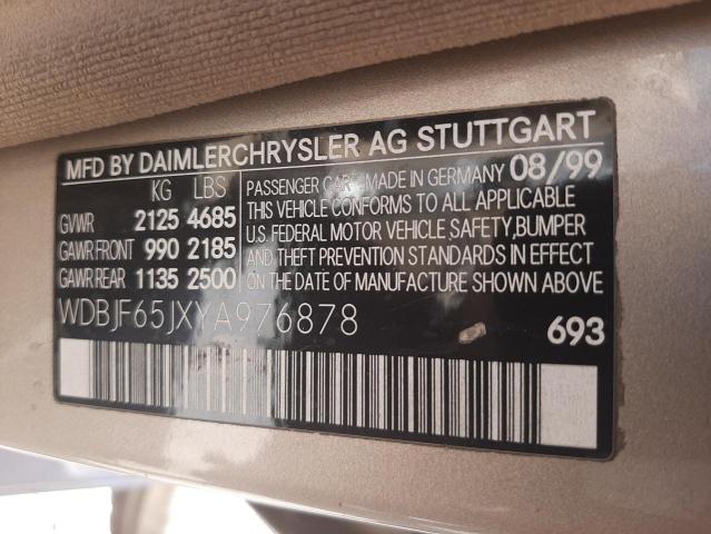 Photo 10 from auction – 2000 MERCEDES-BENZ E 320 with VIN WDBJF65JXYA976878