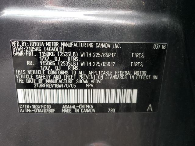 Photo 10 from auction – 2016 TOYOTA RAV4 XLE with VIN 2T3RFREV1GW470705