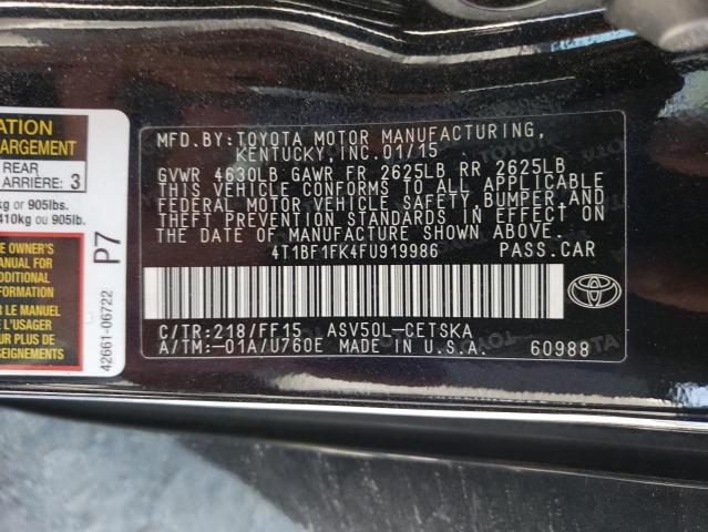 Photo 10 from auction – 2015 TOYOTA CAMRY LE with VIN 4T1BF1FK4FU919986