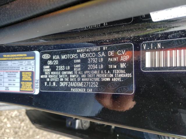 Photo 10 from auction – 2021 KIA FORTE FE with VIN 3KPF24AD6ME271252