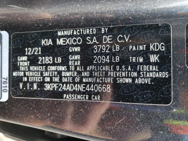 Photo 10 from auction – 2022 KIA FORTE FE with VIN 3KPF24AD4NE440668