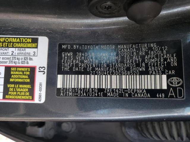 Photo 10 from auction – 2013 TOYOTA COROLLA BA with VIN 2T1BU4EE3DC968520