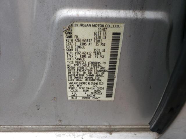 Photo 10 from auction – 2008 NISSAN PATHFINDER with VIN 5N1AR18B98C639652