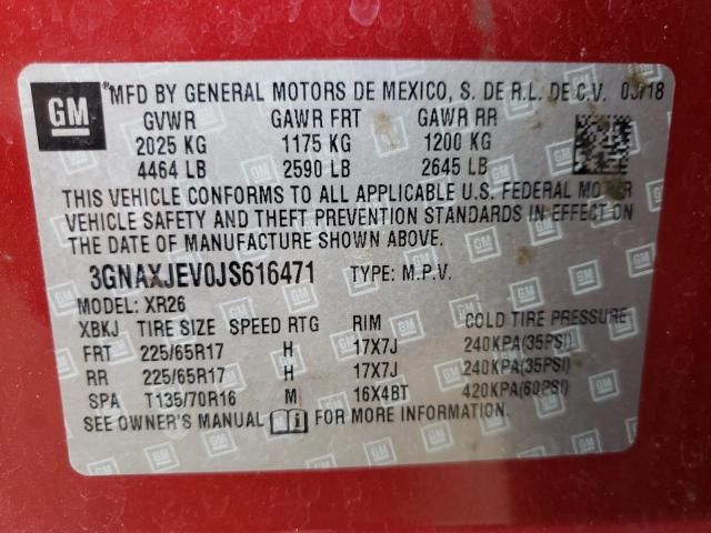 Photo 10 from auction – 2018 CHEVROLET EQUINOX LT with VIN 3GNAXJEV0JS616471