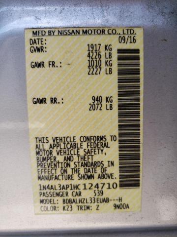 Photo 10 from auction – 2017 NISSAN ALTIMA 2.5 with VIN 1N4AL3AP1HC124710