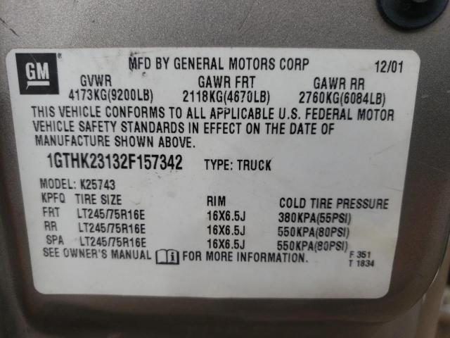 Photo 10 from auction – 2002 GMC SIERRA K25 with VIN 1GTHK23132F157342