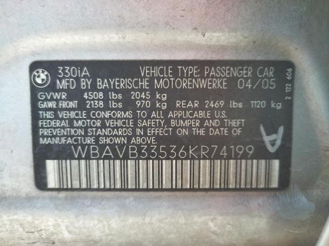 Photo 10 from auction – 2006 BMW 330 I with VIN WBAVB33536KR74199