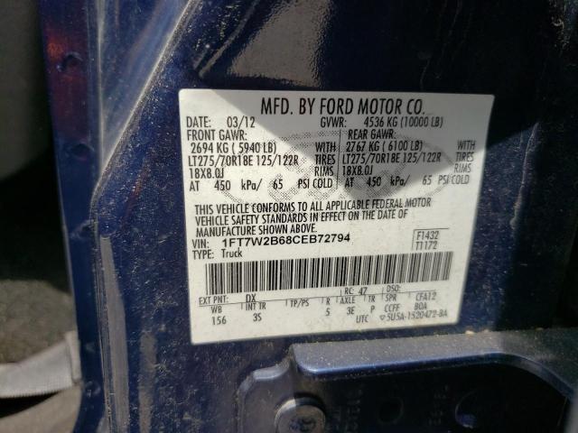 Photo 10 from auction – 2012 FORD F250 SUPER with VIN 1FT7W2B68CEB72794