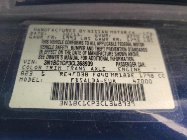 Photo 10 from auction – 2012 NISSAN VERSA S with VIN 3N1BC1CP3CL368939