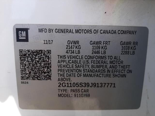 Photo 10 from auction – 2018 CHEVROLET IMPALA LT with VIN 2G1105S39J9137771