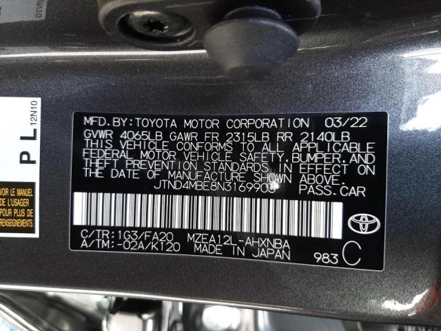 Photo 10 from auction – 2022 TOYOTA COROLLA SE with VIN JTND4MBE8N3169903