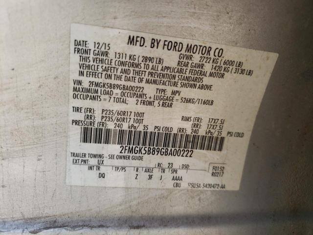 Photo 10 from auction – 2016 FORD FLEX SE with VIN 2FMGK5B89GBA00222
