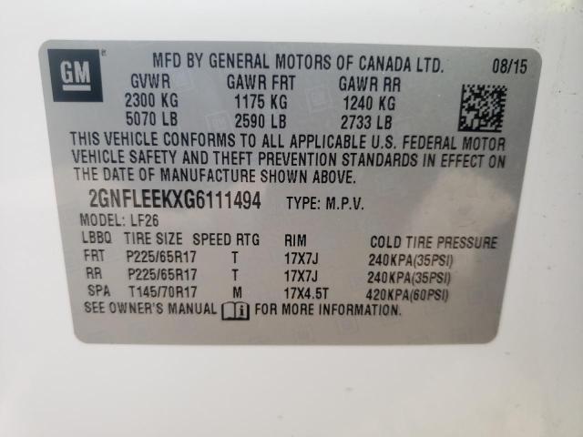 Photo 10 from auction – 2016 CHEVROLET EQUINOX LS with VIN 2GNFLEEKXG6111494