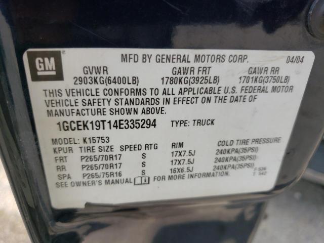 Photo 10 from auction – 2004 CHEVROLET SILVERADO with VIN 1GCEK19T14E335294