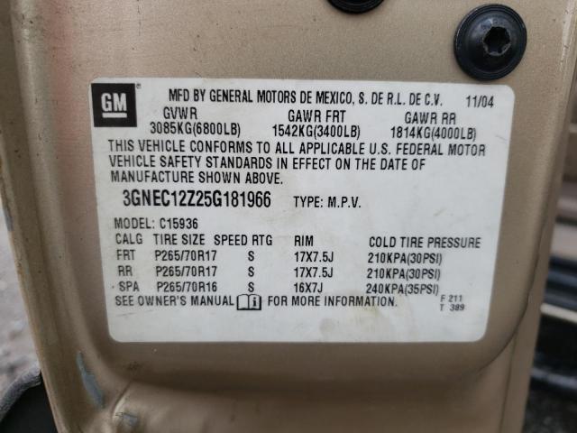 Photo 10 from auction – 2005 CHEVROLET AVALANCHE with VIN 3GNEC12Z25G181966