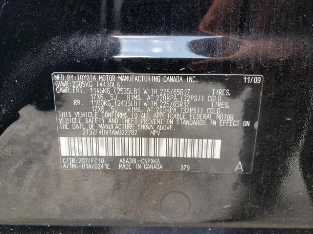 Photo 10 from auction – 2010 TOYOTA RAV4 with VIN 2T3ZF4DV1AW022282