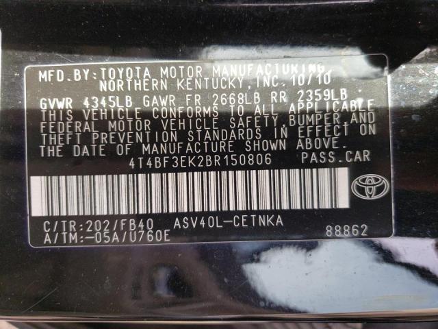Photo 10 from auction – 2011 TOYOTA CAMRY BASE with VIN 4T4BF3EK2BR150806