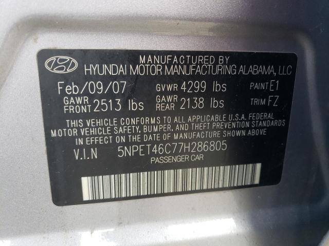 Photo 10 from auction – 2007 HYUNDAI SONATA GLS with VIN 5NPET46C77H286805