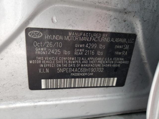 Photo 10 from auction – 2011 HYUNDAI SONATA GLS with VIN 5NPEB4AC6BH190702