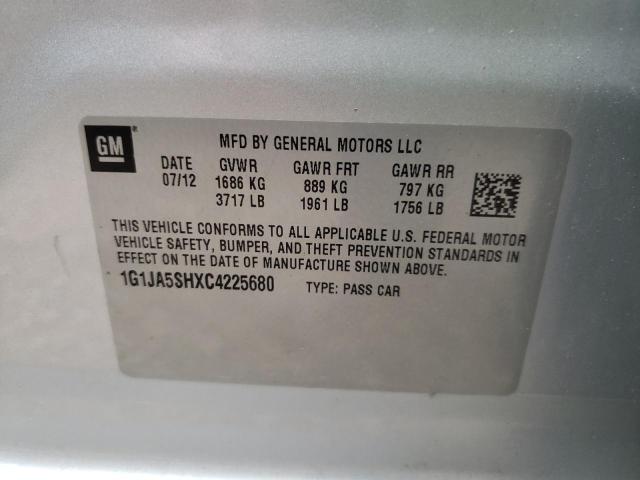 Photo 10 from auction – 2012 CHEVROLET SONIC LS with VIN 1G1JA5SHXC4225680