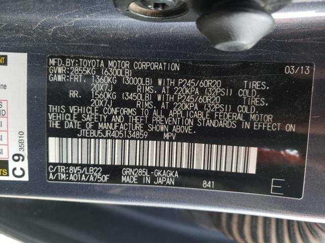 Photo 10 from auction – 2013 TOYOTA 4RUNNER SR with VIN JTEBU5JR4D5134859