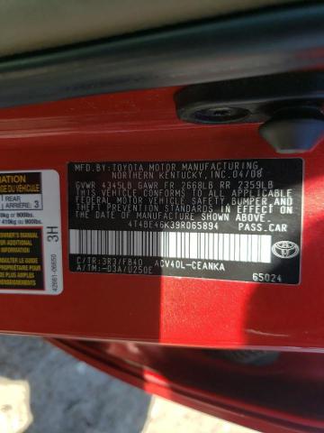Photo 10 from auction – 2009 TOYOTA CAMRY BASE with VIN 4T4BE46K39R065894