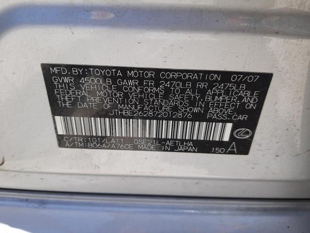 Photo 10 from auction – 2007 LEXUS IS 350 with VIN JTHBE262872012876