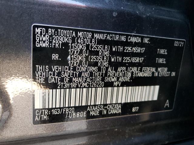 Photo 10 from auction – 2021 TOYOTA RAV4 LE with VIN 2T3H1RFV3MC126220