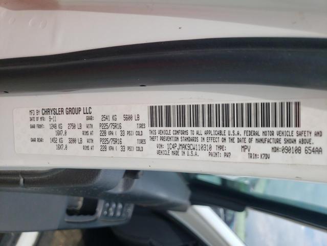 Photo 10 from auction – 2012 JEEP LIBERTY SP with VIN 1C4PJMAK9CW110310