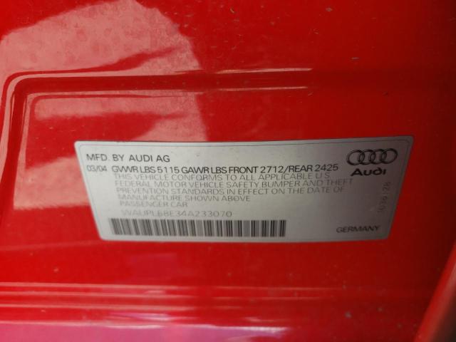 Photo 10 from auction – 2004 AUDI S4 with VIN WAUPL68E34A233070