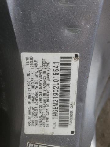 Photo 10 from auction – 2002 HONDA CIVIC EX with VIN 1HGEM21902L015541
