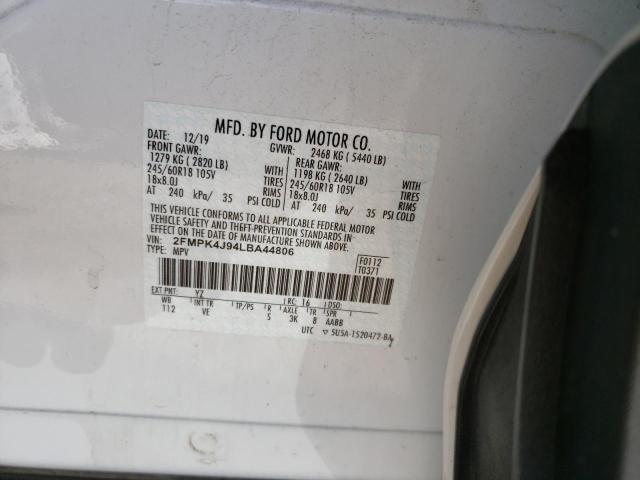 Photo 10 from auction – 2020 FORD EDGE SEL with VIN 2FMPK4J94LBA44806