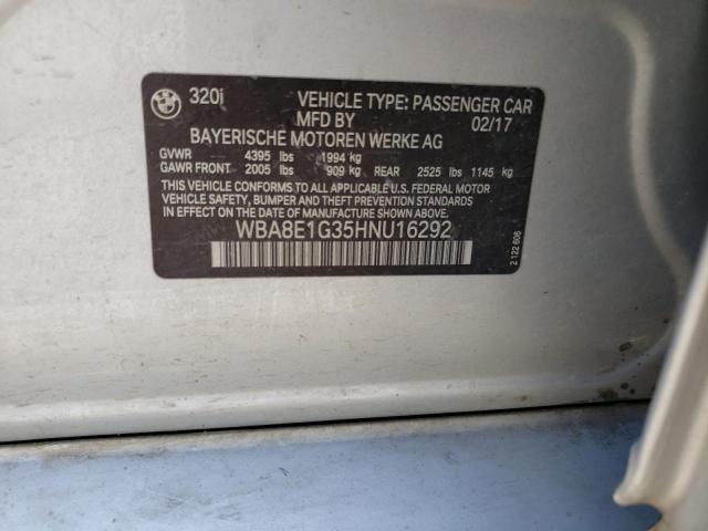 Photo 10 from auction – 2017 BMW 320 I with VIN WBA8E1G35HNU16292