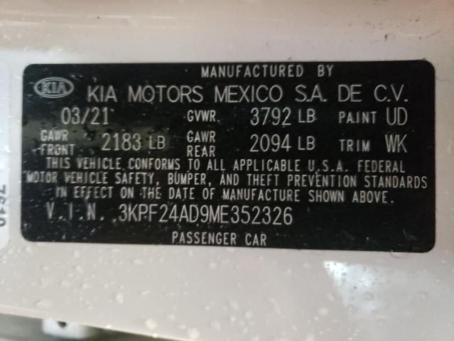 Photo 10 from auction – 2021 KIA FORTE FE with VIN 3KPF24AD9ME352326