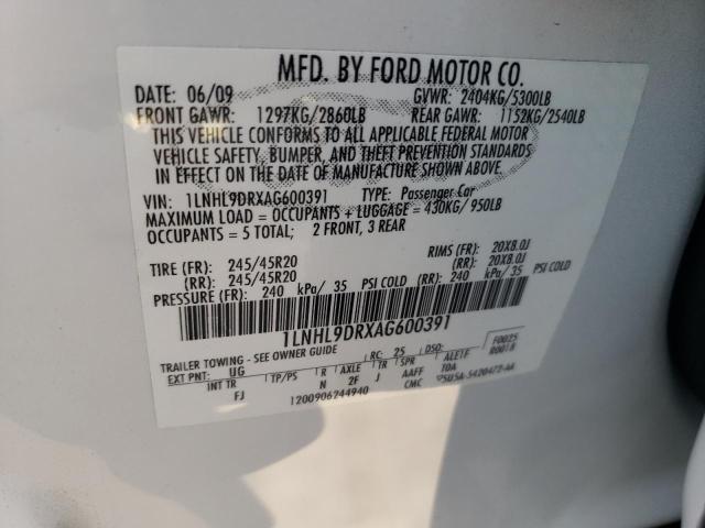 Photo 10 from auction – 2010 LINCOLN MKS with VIN 1LNHL9DRXAG600391