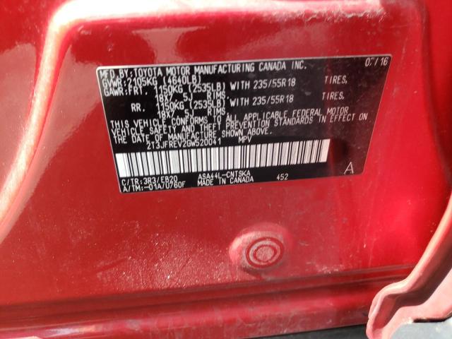 Photo 10 from auction – 2016 TOYOTA RAV4 SE with VIN 2T3JFREV2GW520041