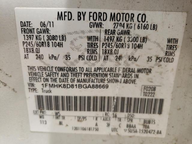 Photo 10 from auction – 2011 FORD EXPLORER X with VIN 1FMHK8D81BGA88669