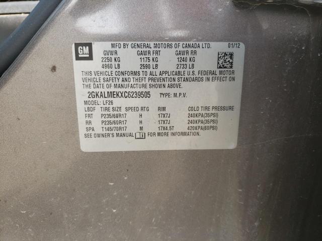 Photo 10 from auction – 2012 GMC TERRAIN SL with VIN 2GKALMEKXC6239505