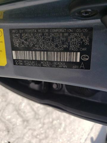 Photo 10 from auction – 2005 LEXUS ES 330 with VIN JTHBA30G755125249