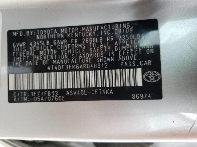 Photo 10 from auction – 2010 TOYOTA CAMRY BASE with VIN 4T4BF3EK6AR048942