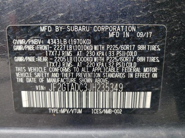 Photo 10 from auction – 2018 SUBARU CROSSTREK with VIN JF2GTADC3JH235349