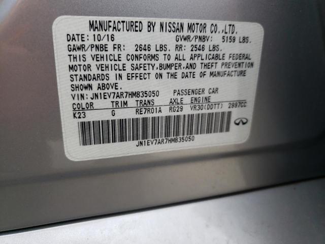 Photo 10 from auction – 2017 INFINITI Q50 PREMIU with VIN JN1EV7AR7HM835050